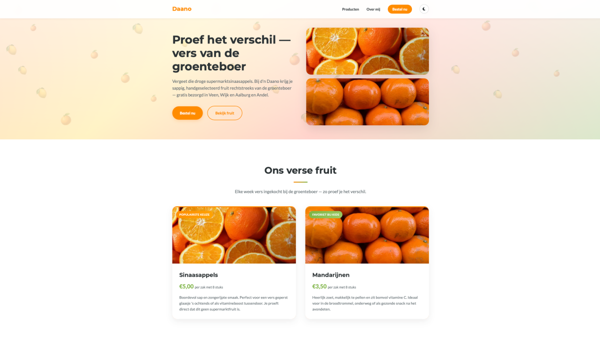 Webshop voor Daano — vers fruit van de groenteboer
